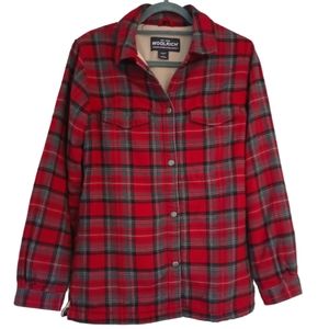 Woolrich 90s Y2K Ruby Plaid Fleece Lined Flannel Shacket Size Small Oversized